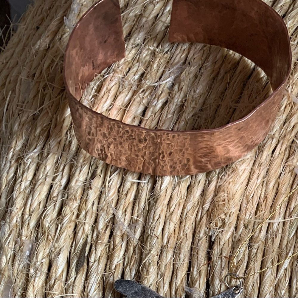 Copper Adjustable Bangle With Hammered Texture - image 7